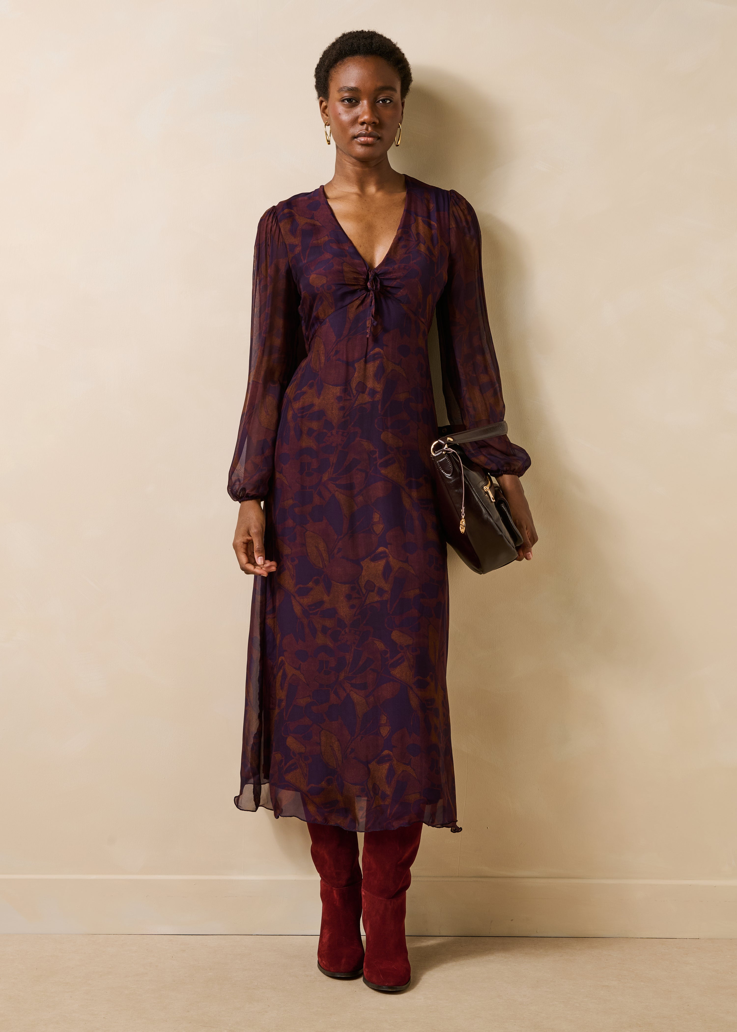 Robe longue à imprimé floral manches longues, LA FEE MARABOUTEE
