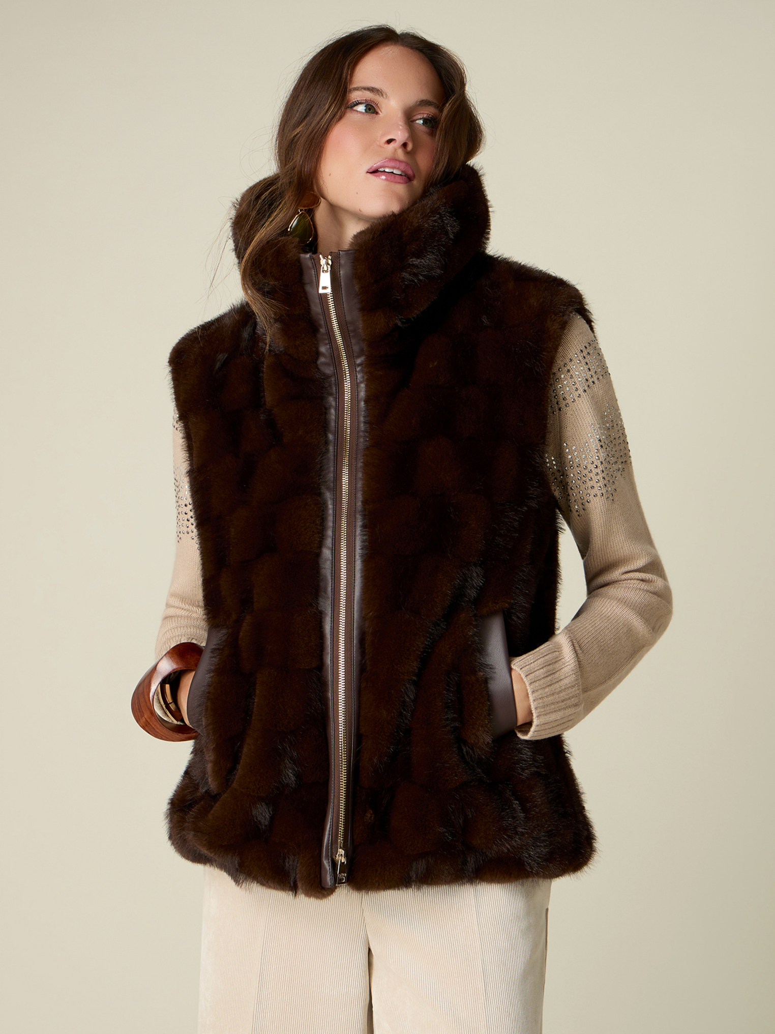 Gilet sans manches effet peluche, OLTRE