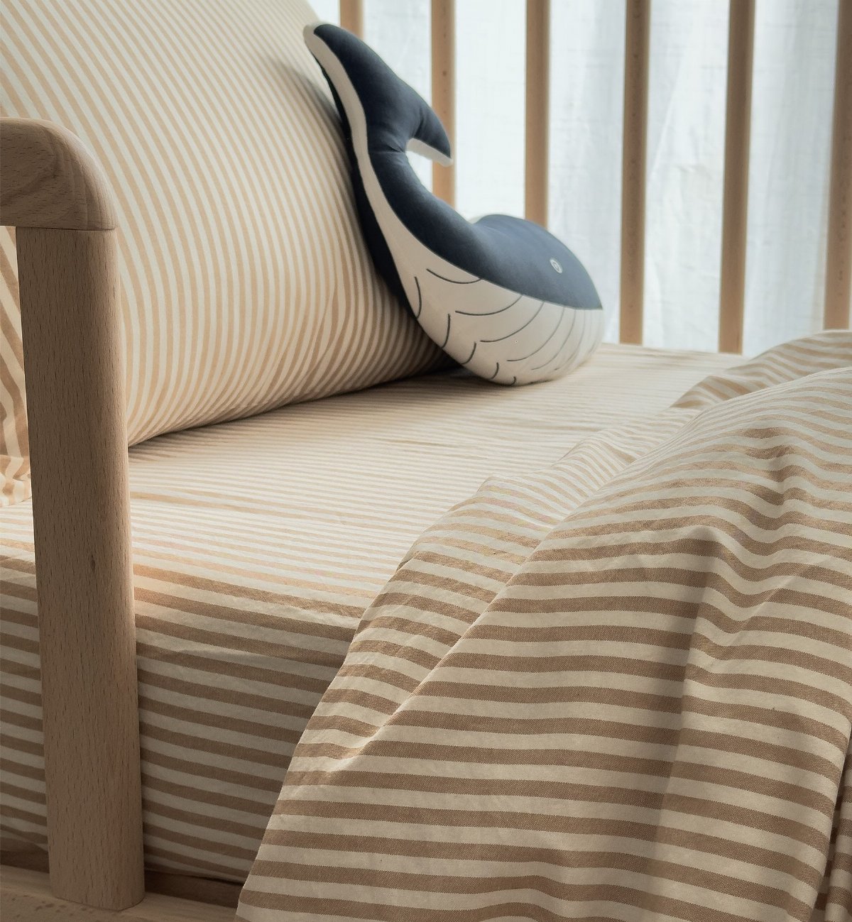 Drap housse bébé Percale de Coton Bio RAYÉ, KADOLIS