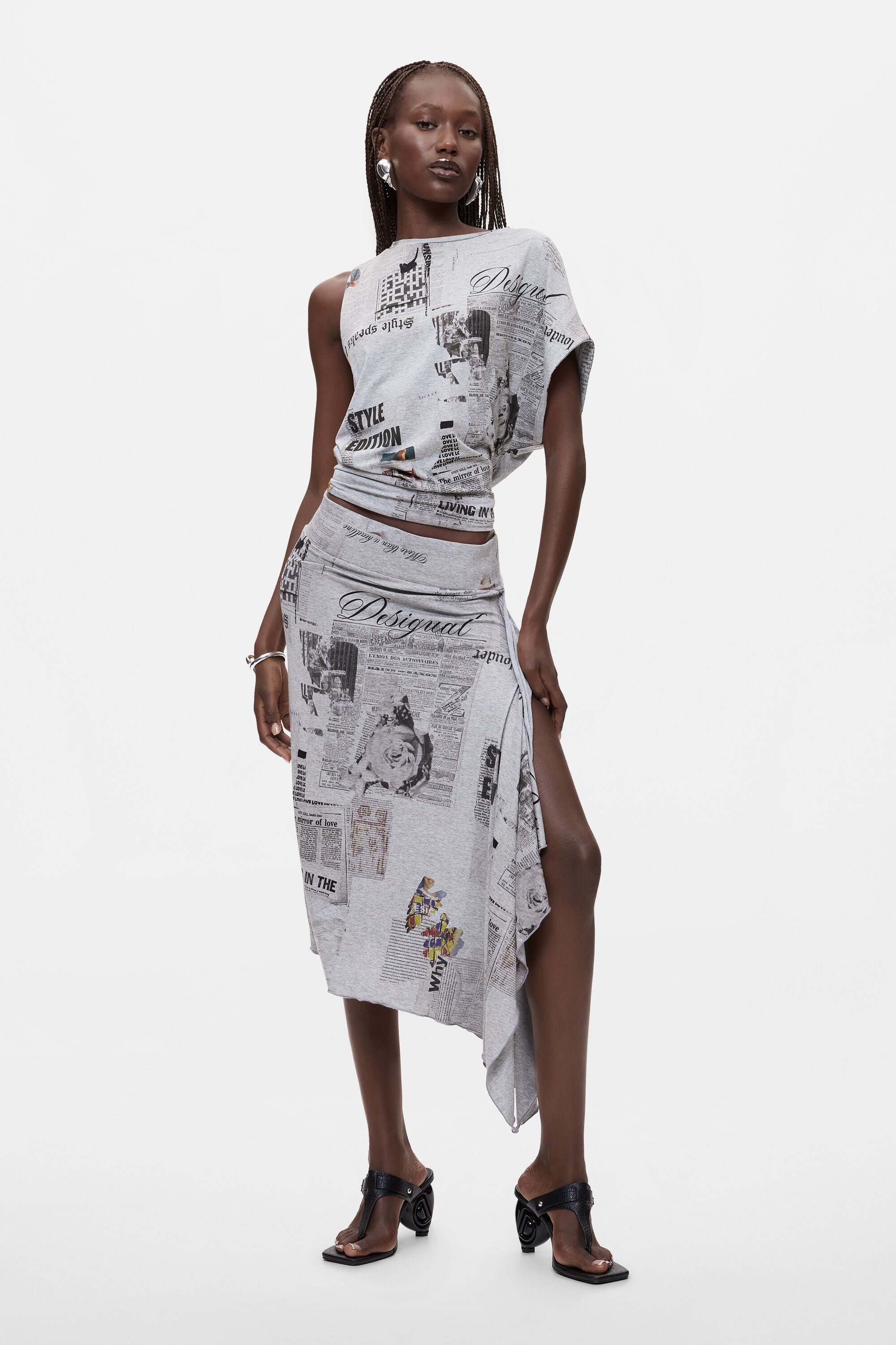 Jupe asymétrique imprimée, DESIGUAL