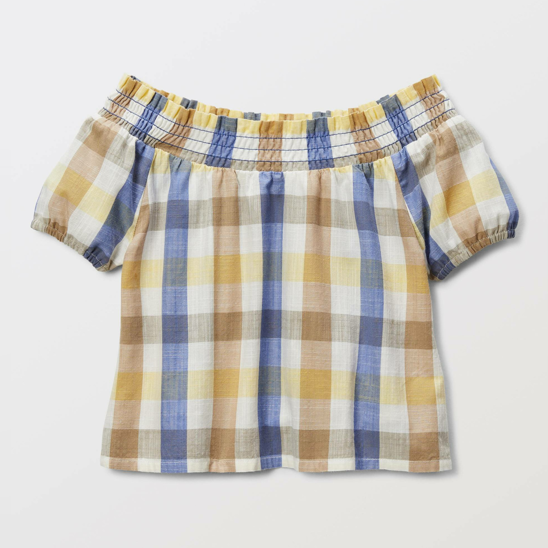 Blouse manches courtes à carreaux en coton BIO GOTS, BOUT'CHOU