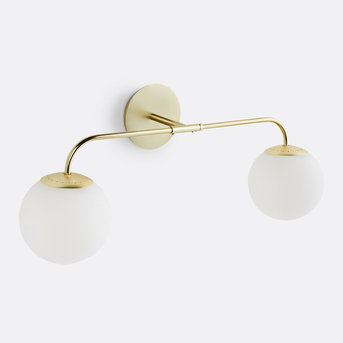 LA REDOUTE INTERIEURS Dubbele wandlamp in messing en opaline glas, Moricio