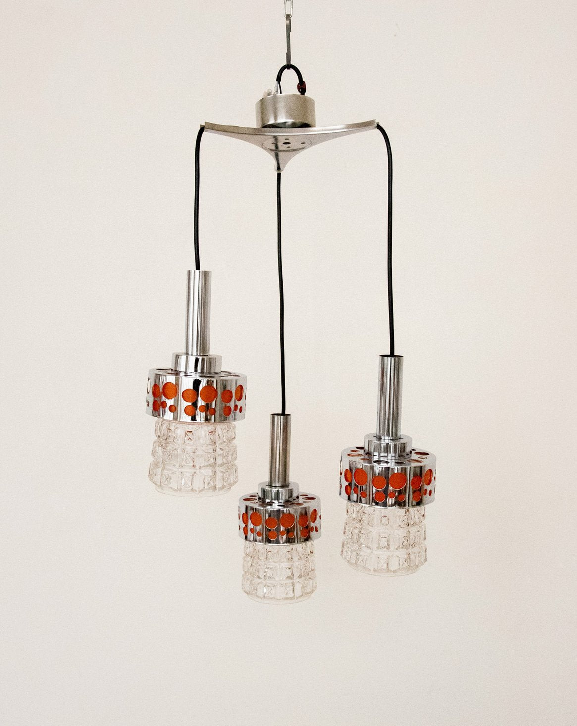 Suspension en chrome et verre Sonia N°223 - Bon état, DEBONGOUT