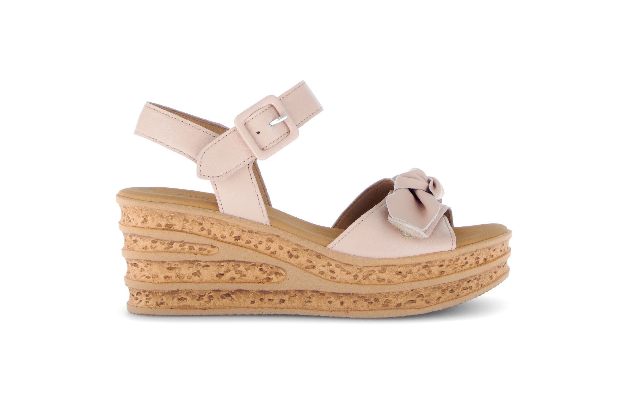 Sandales en cuir lisse à talon compensé, GABOR