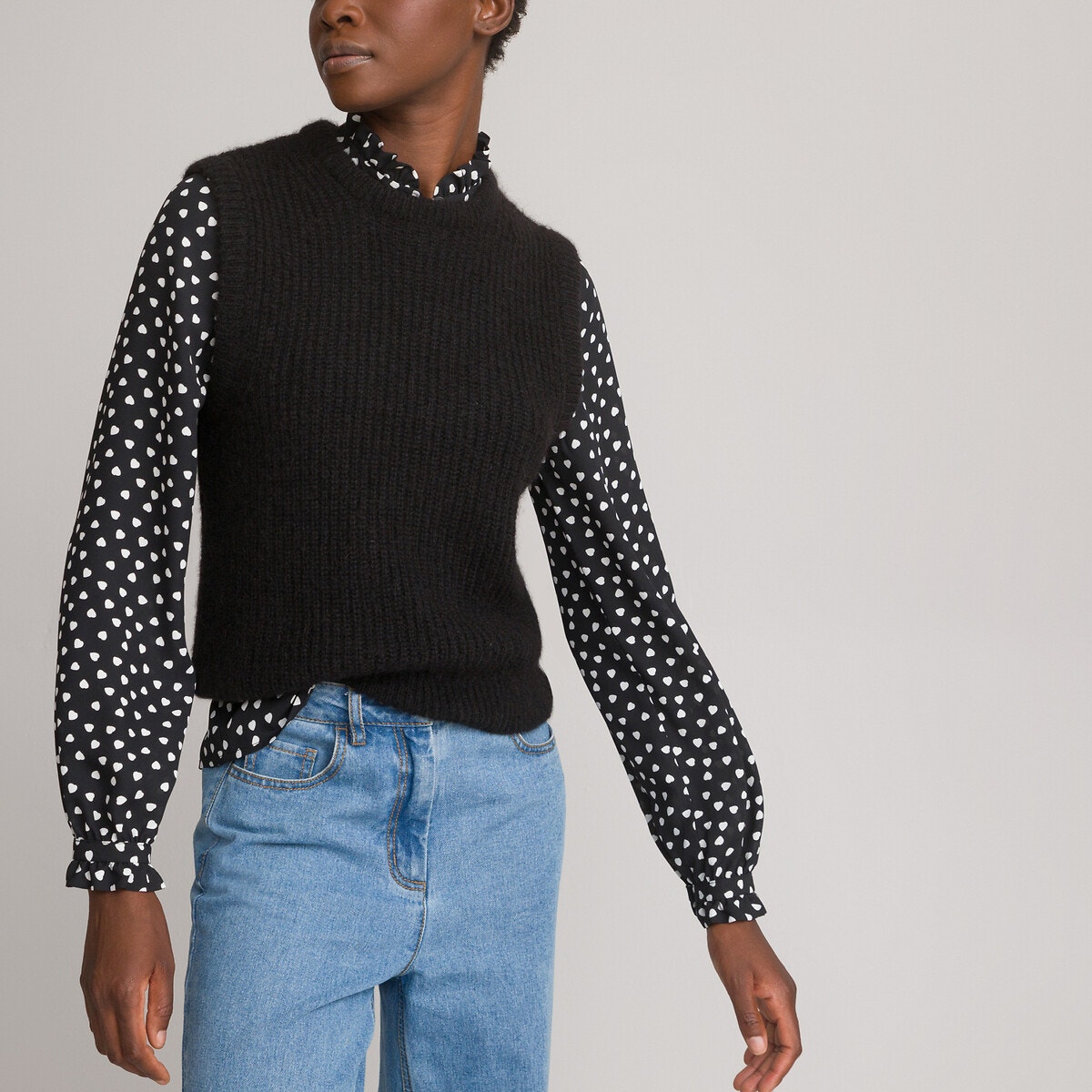 Pull noir col rond hot sale femme