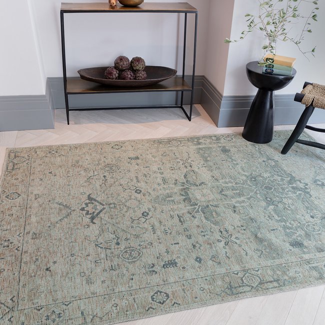 Ombre Effect Vintage Style Flatweave Rug, green, SO'HOME
