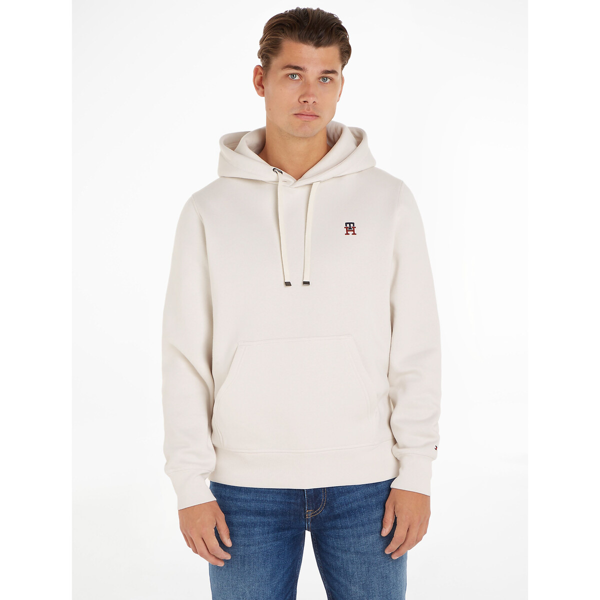 Embroidered Monogram Logo Hoodie in Cotton Mix