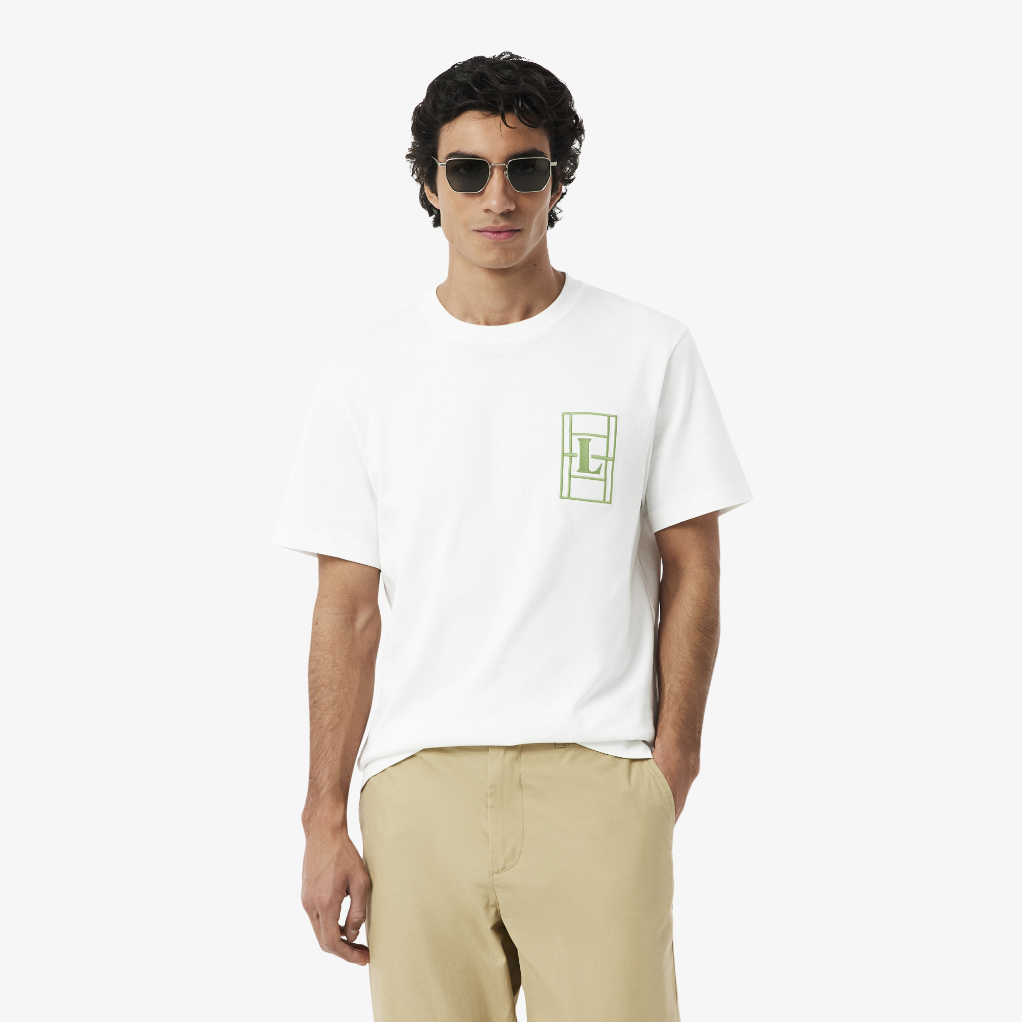 T-shirt brodé jersey épais, LACOSTE