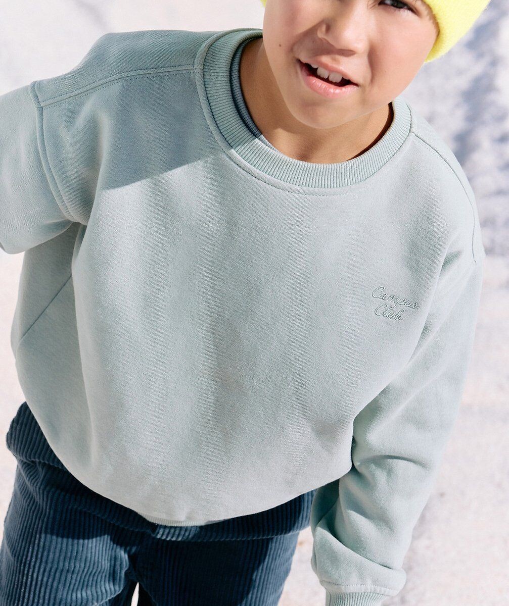 Sweater in molton met ronde hals