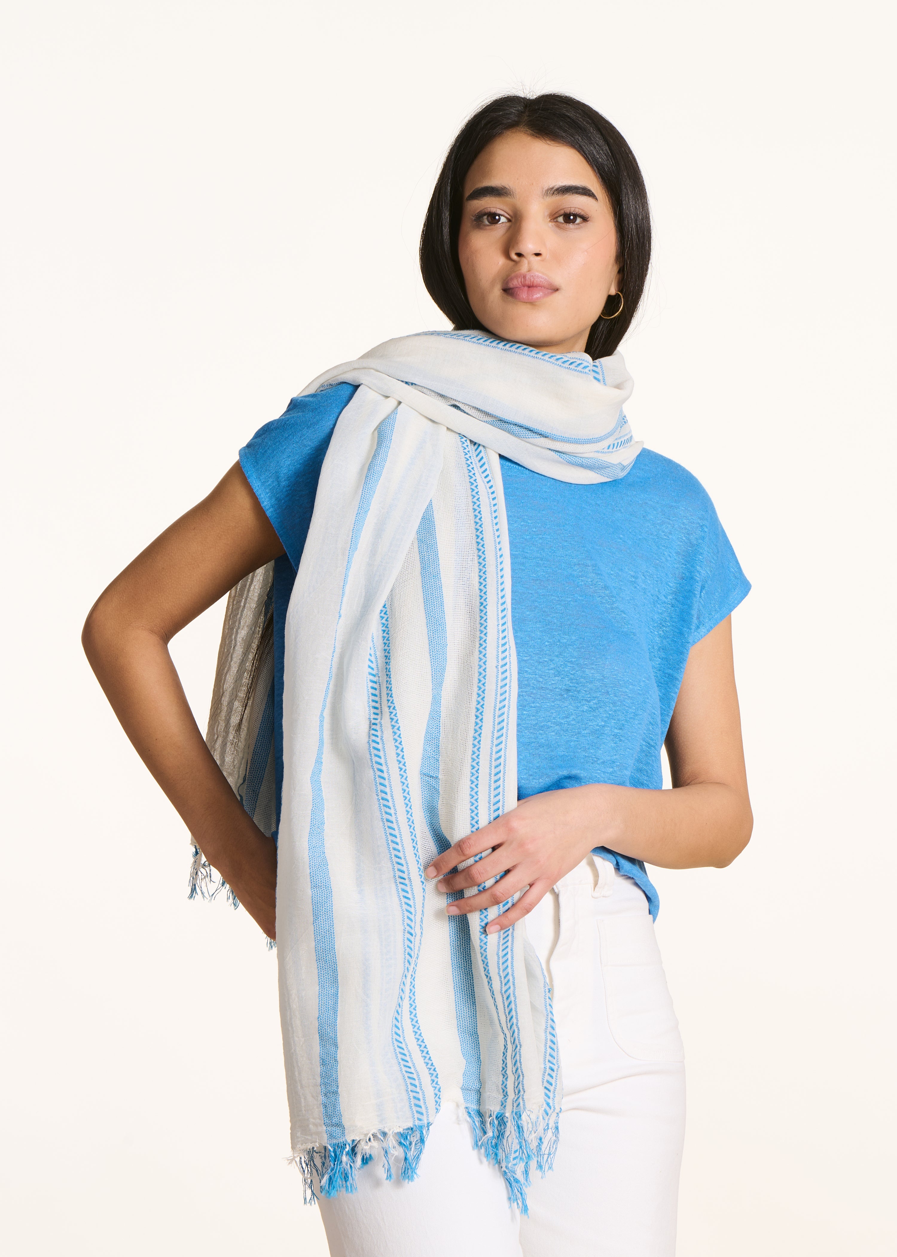 Foulard en coton à rayures, LA FEE MARABOUTEE
