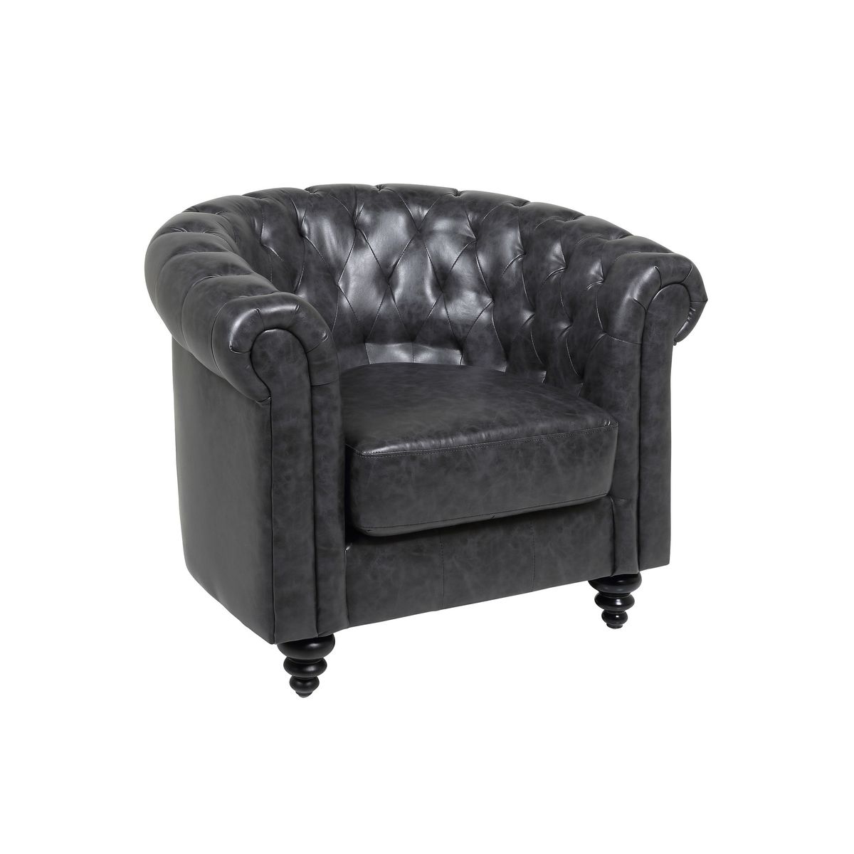 fauteuil chesterfield en simili noir - jack