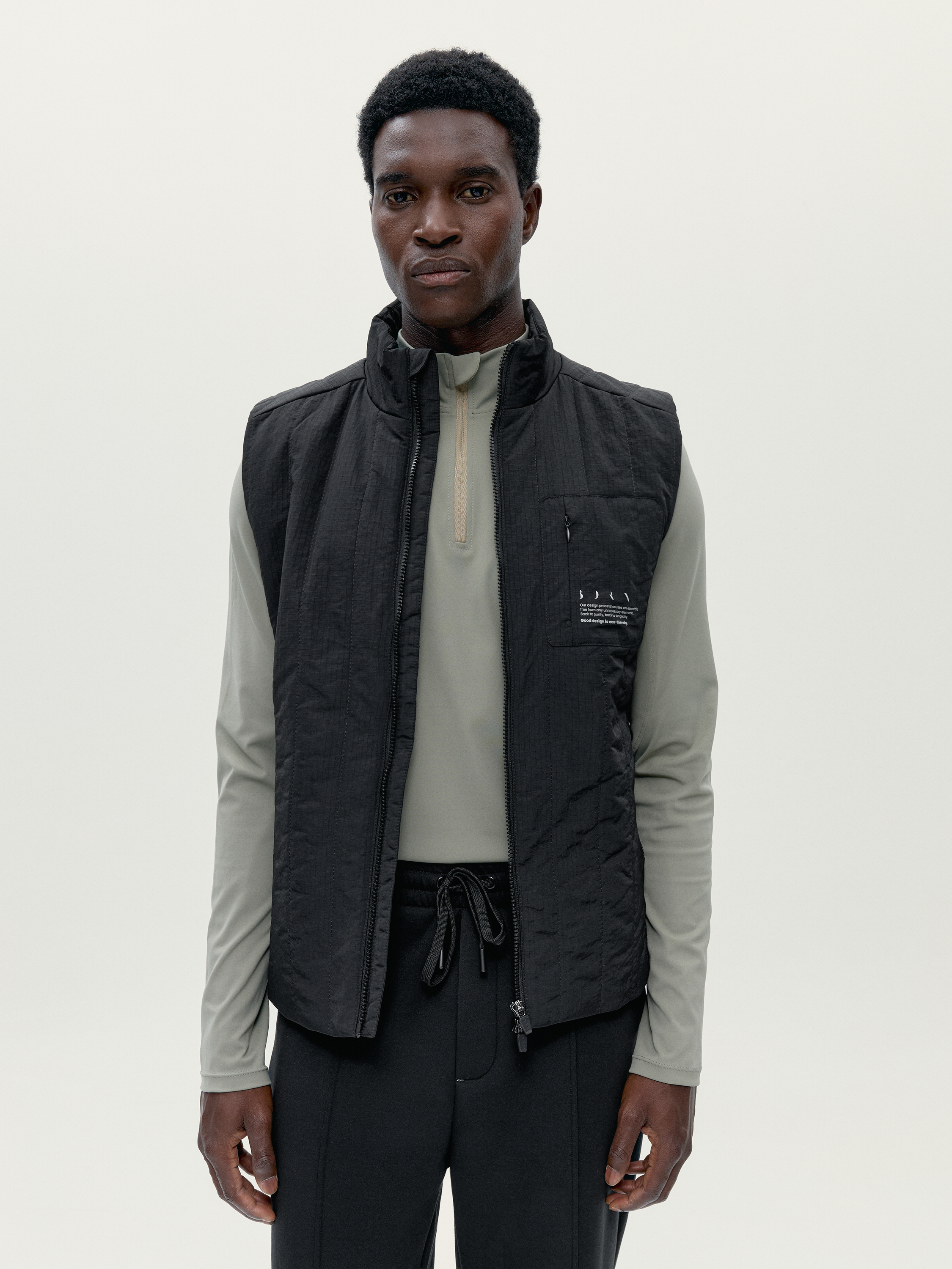 Doudoune sans manches de sport homme Azov Toucher doux fermeture éclair, BORN