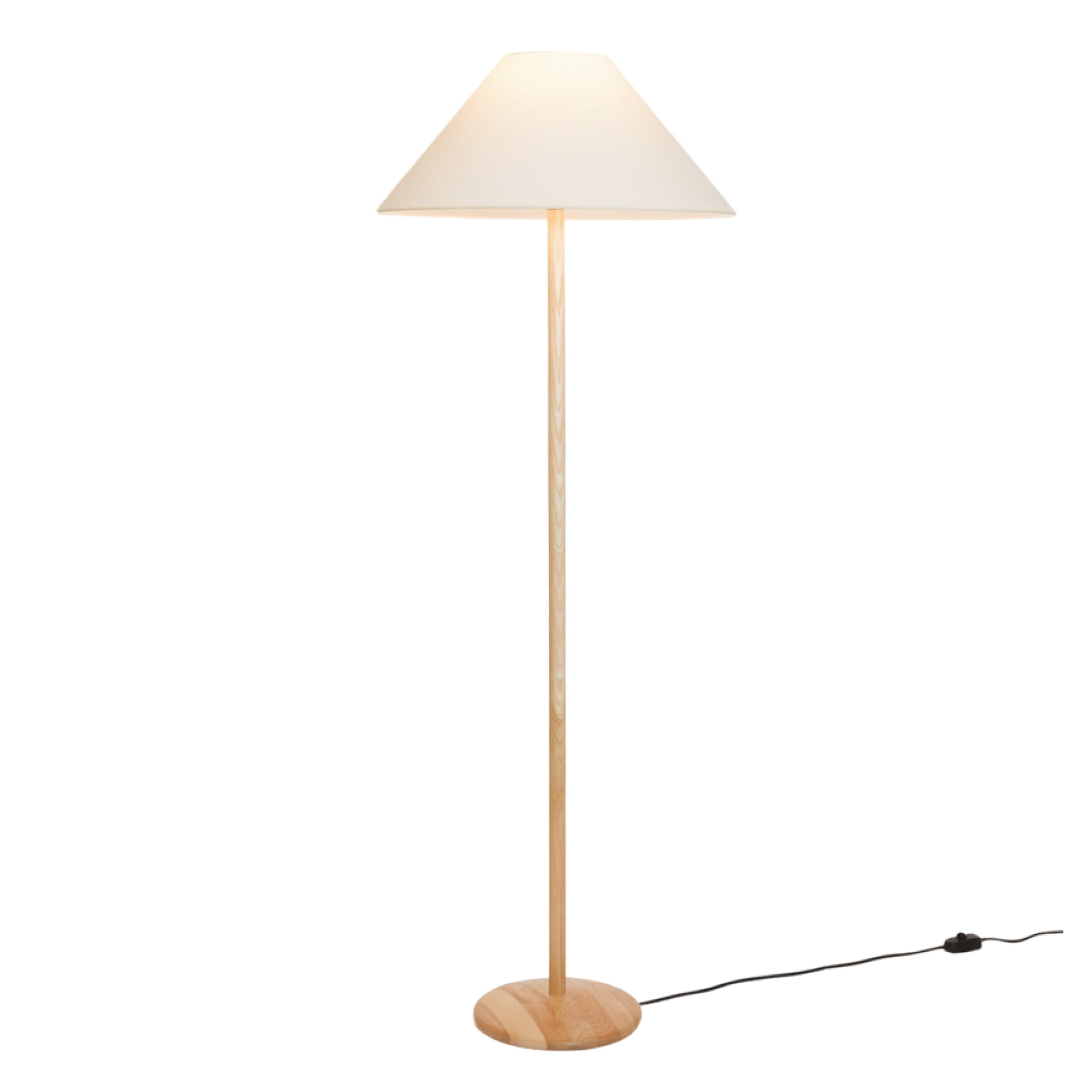Lampadaire frêne beige abat-jour lin - SERA, HANNUN
