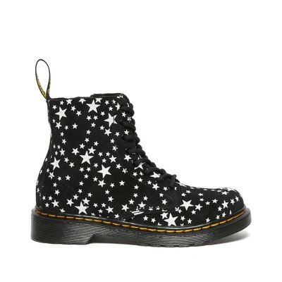 Kids 1460 Ankle Boots in Star Print Suede DR. MARTENS