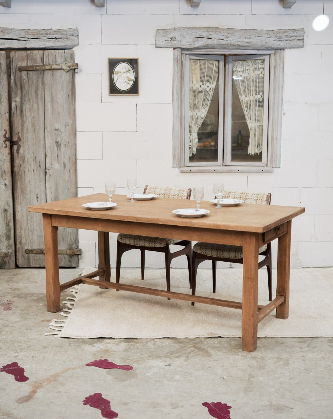 Table à manger rectangulaire en bois Romy N°1543 - Bon état, DEBONGOUT