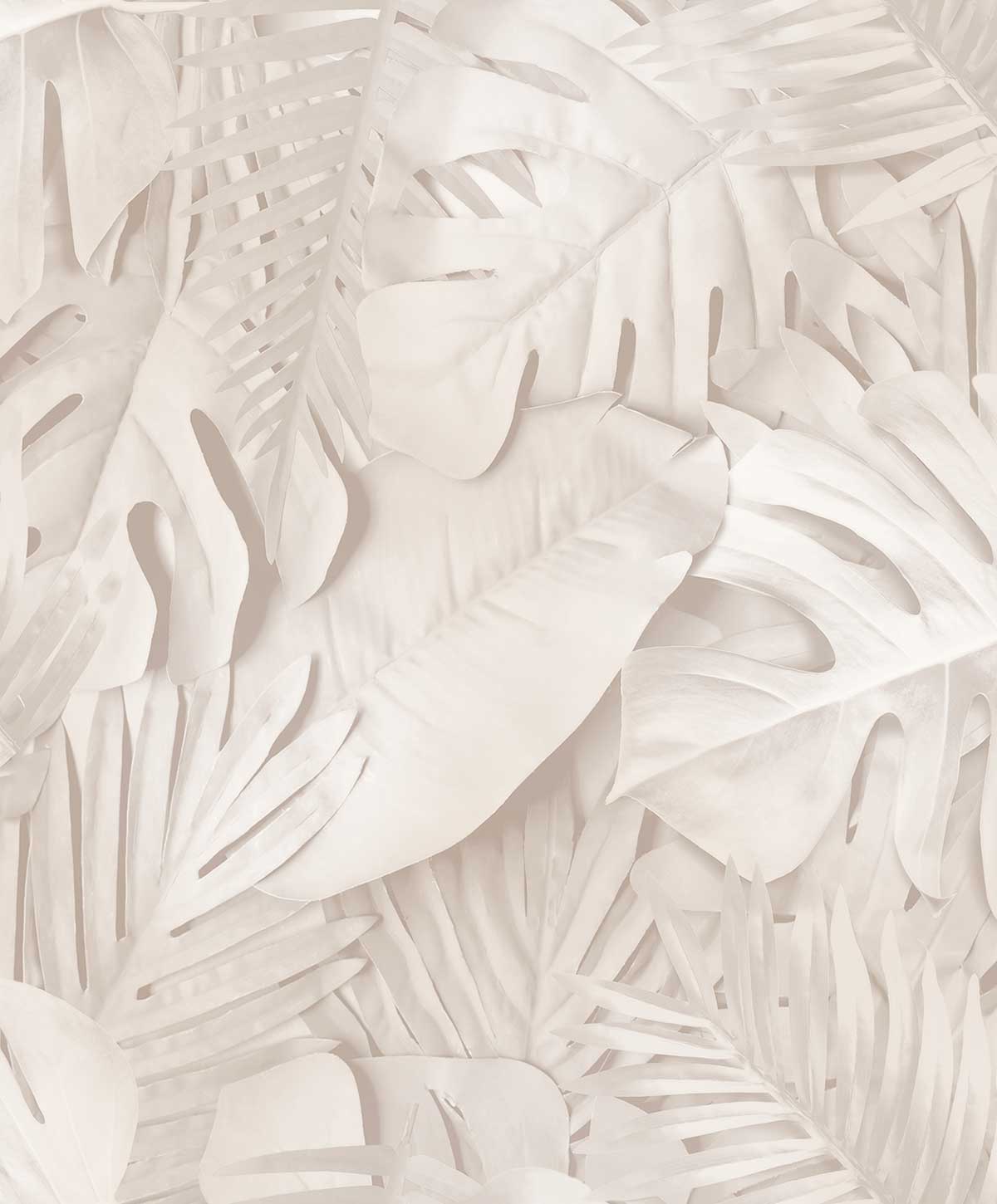 Papier peint feuillage tropical beige élégant, HEXOA