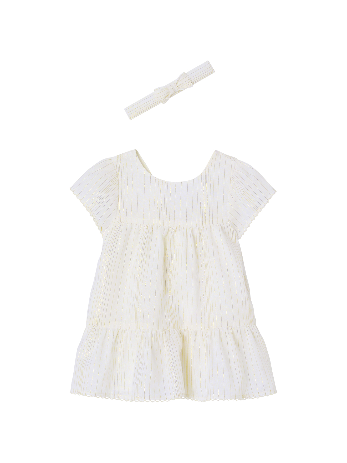 Ensemble cérémonie robe rayée fil brillant + bandeau assorti bébé, VERTBAUDET
