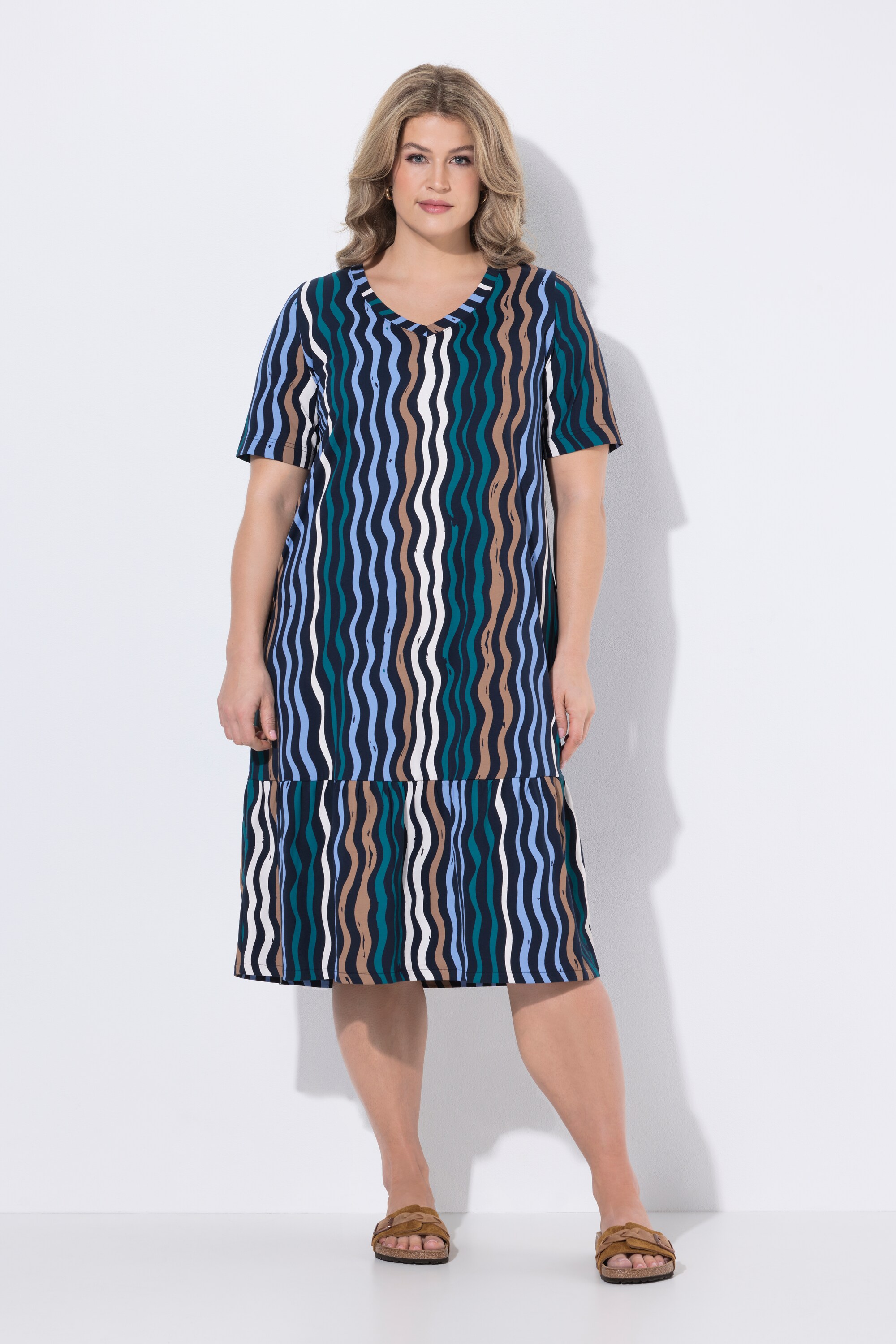 Robe midi en coton bio, motif vagues, ULLA POPKEN