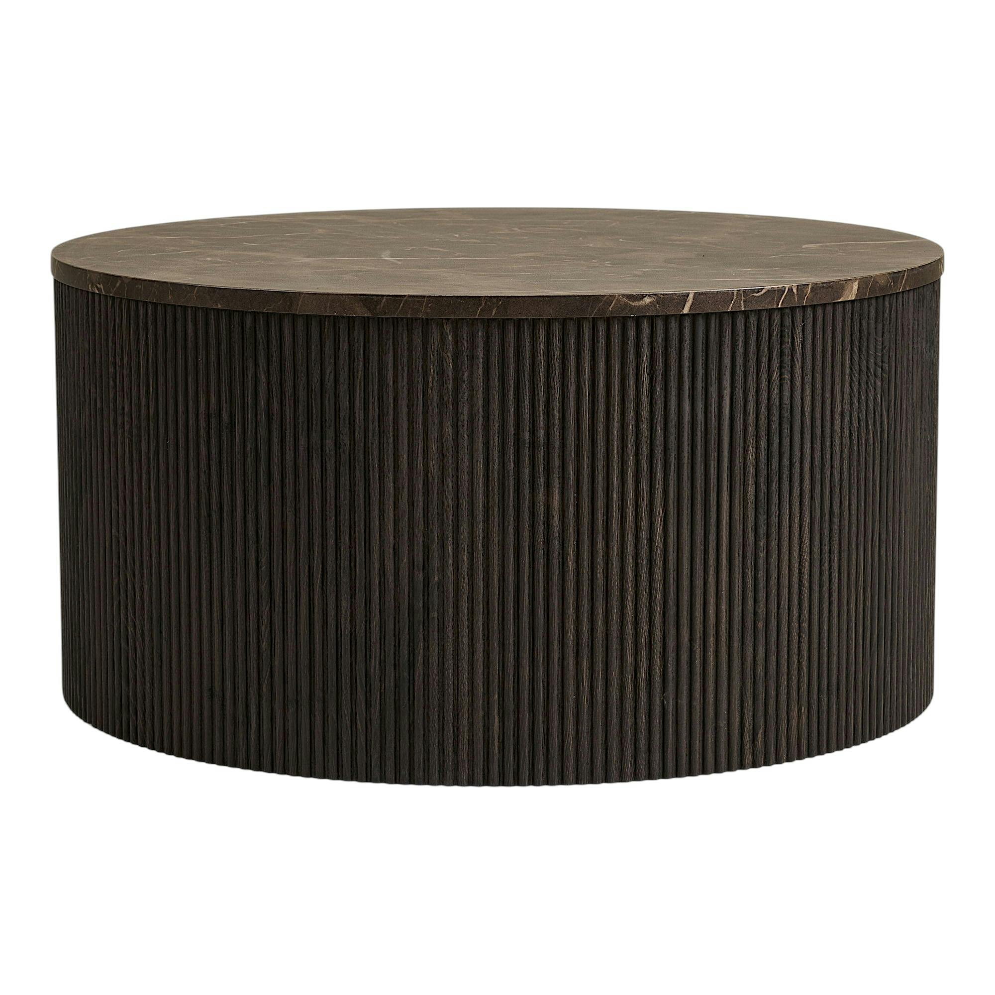 Table basse ronde effet marbre brun pied strié Ø80 cm TORANO, PIER IMPORT