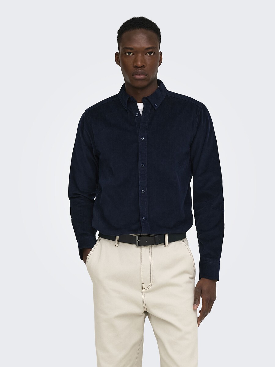Chemise manches longues en velours côtelé, ONLY & SONS