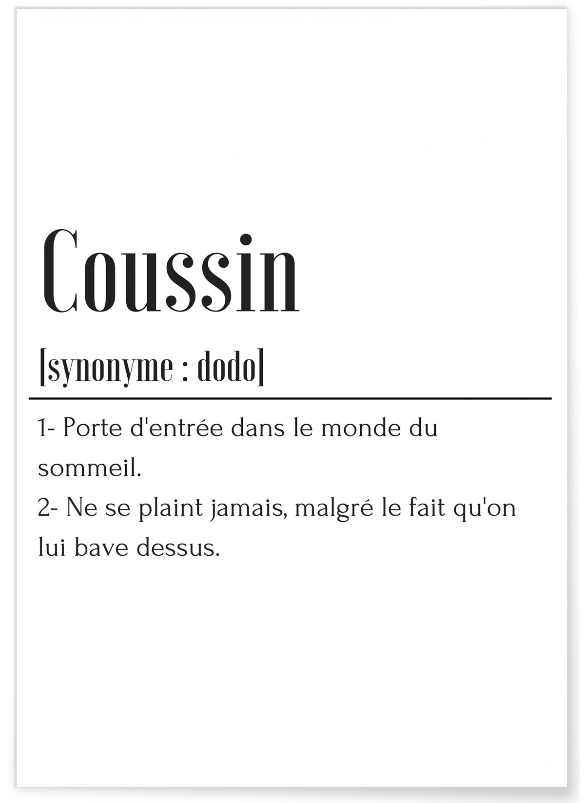 Affiche Définition Coussin, L'AFFICHERIE