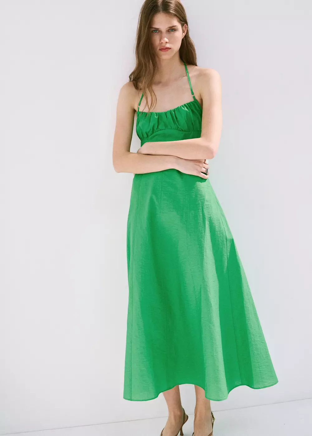Robe emmanchures américaines détails froncés, MANGO