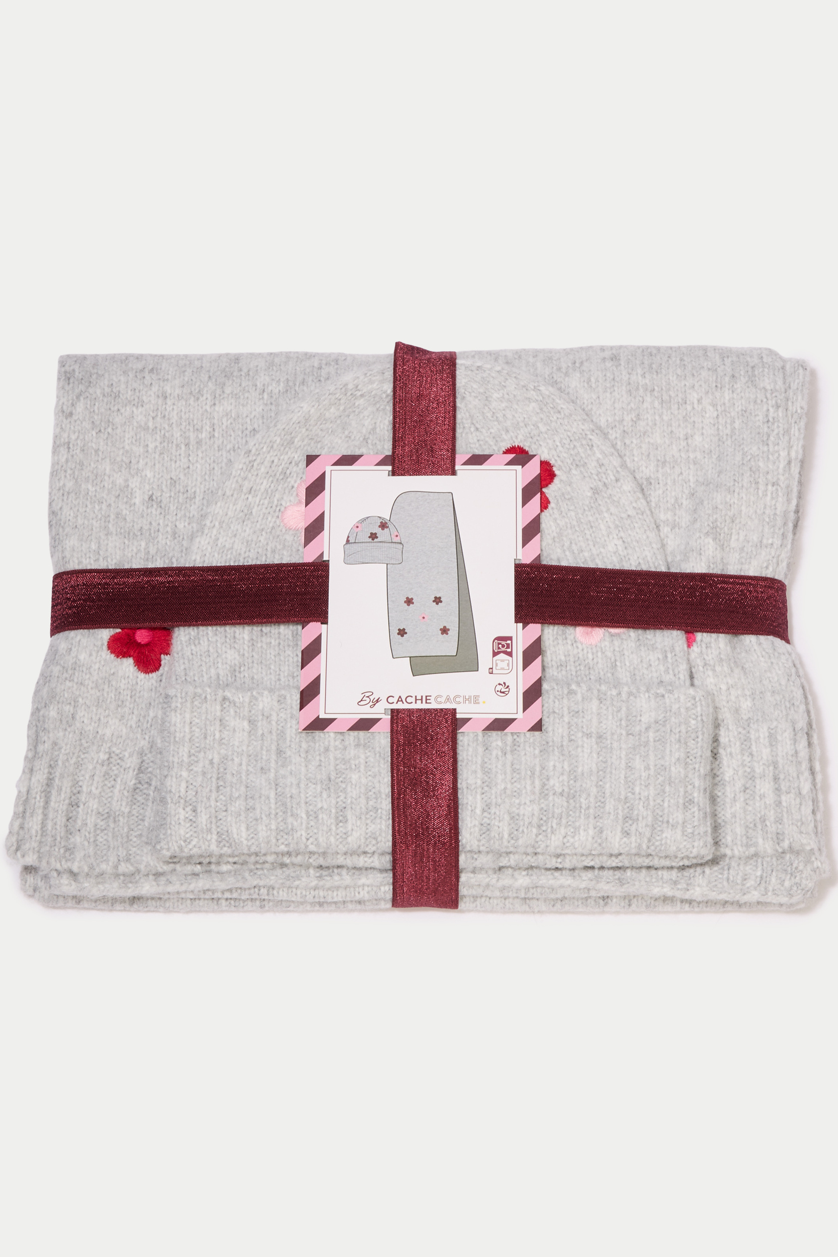 Lot écharpe bonnet avec broderie, CACHE CACHE