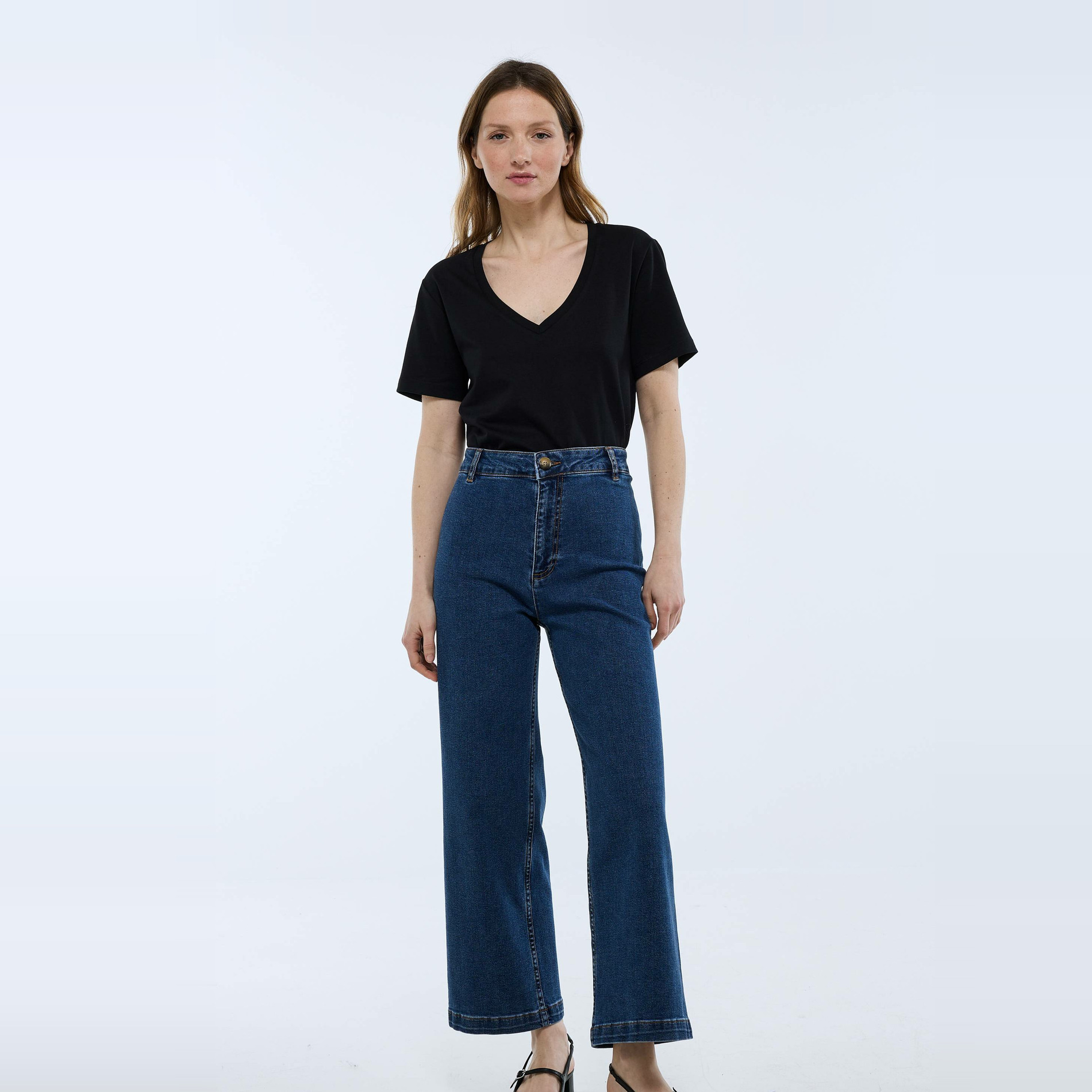 Jean large taille haute, MONOPRIX
