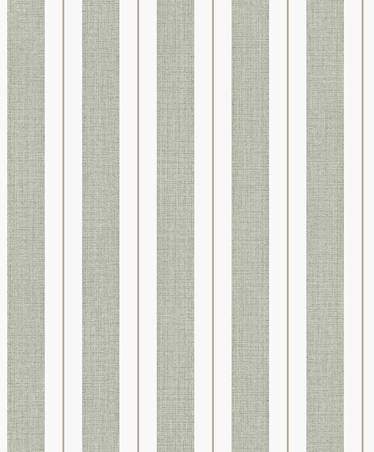 Papier peint rayures tissé vert sauge filet or, HEXOA