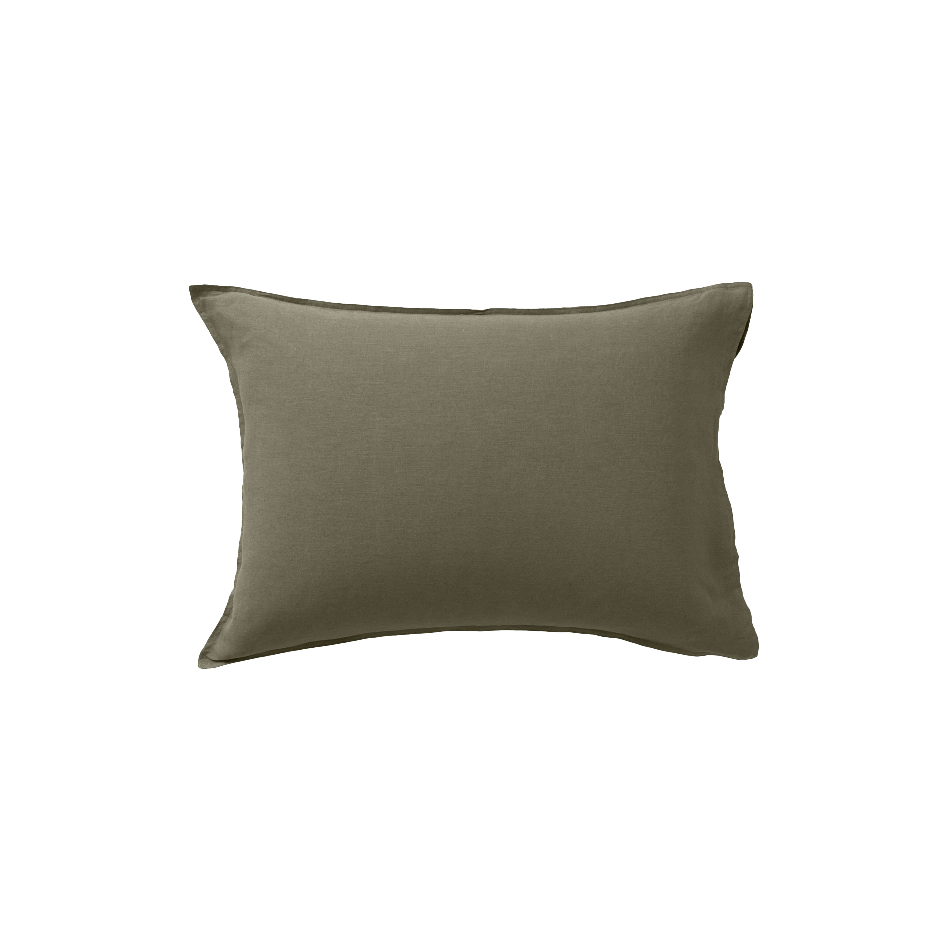Taie d'oreiller rectangulaire lin et coton lavé SONGE, CARRE BLANC