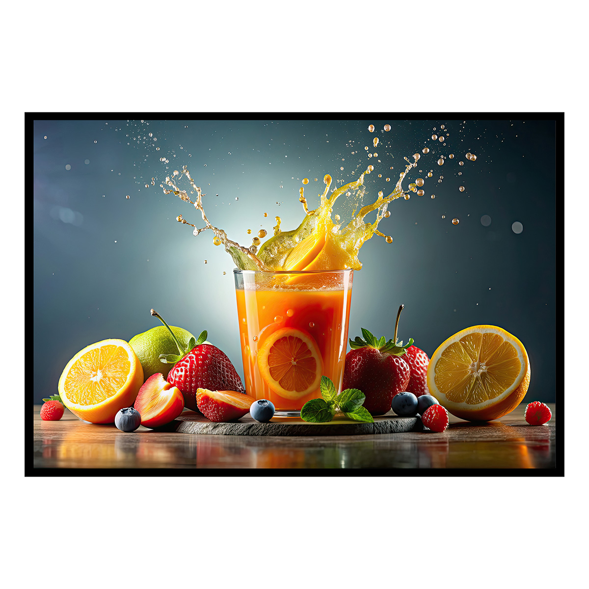 Affiche encadrée fruits éclaboussures cuisine, HEXOA