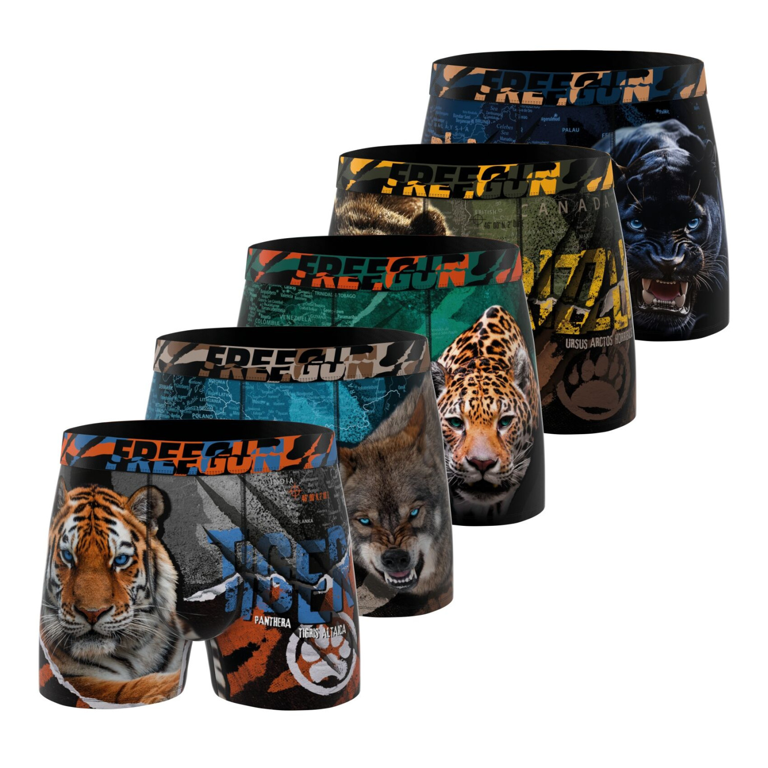 Lot De 5 Boxers Microfibre, FREEGUN