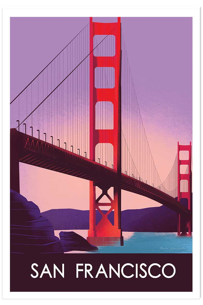 Affiche ville Le pont de San Francisco, HEXOA
