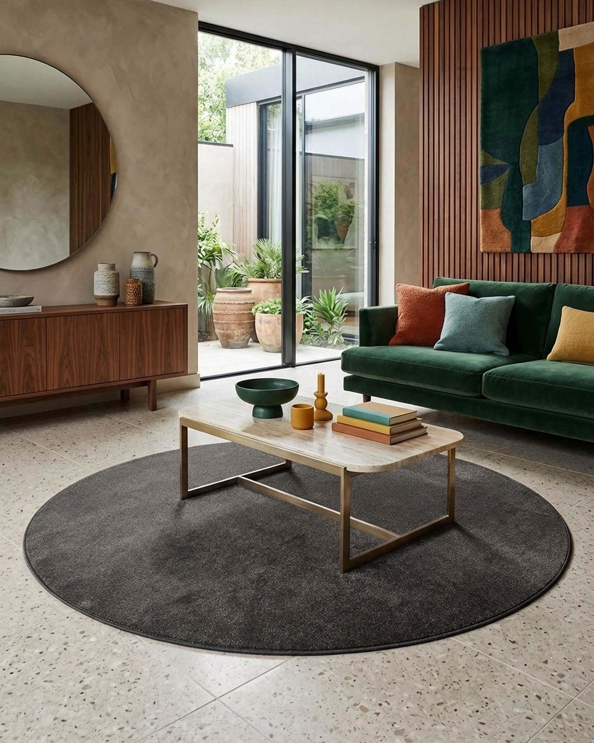 Tapis rond premium, tissé, poils courts ,  Montepulciano, HOMIE LIVING
