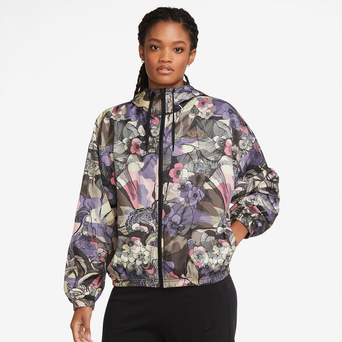 Cortavientos con capucha, estampado lila/rosa Nike | Redoute