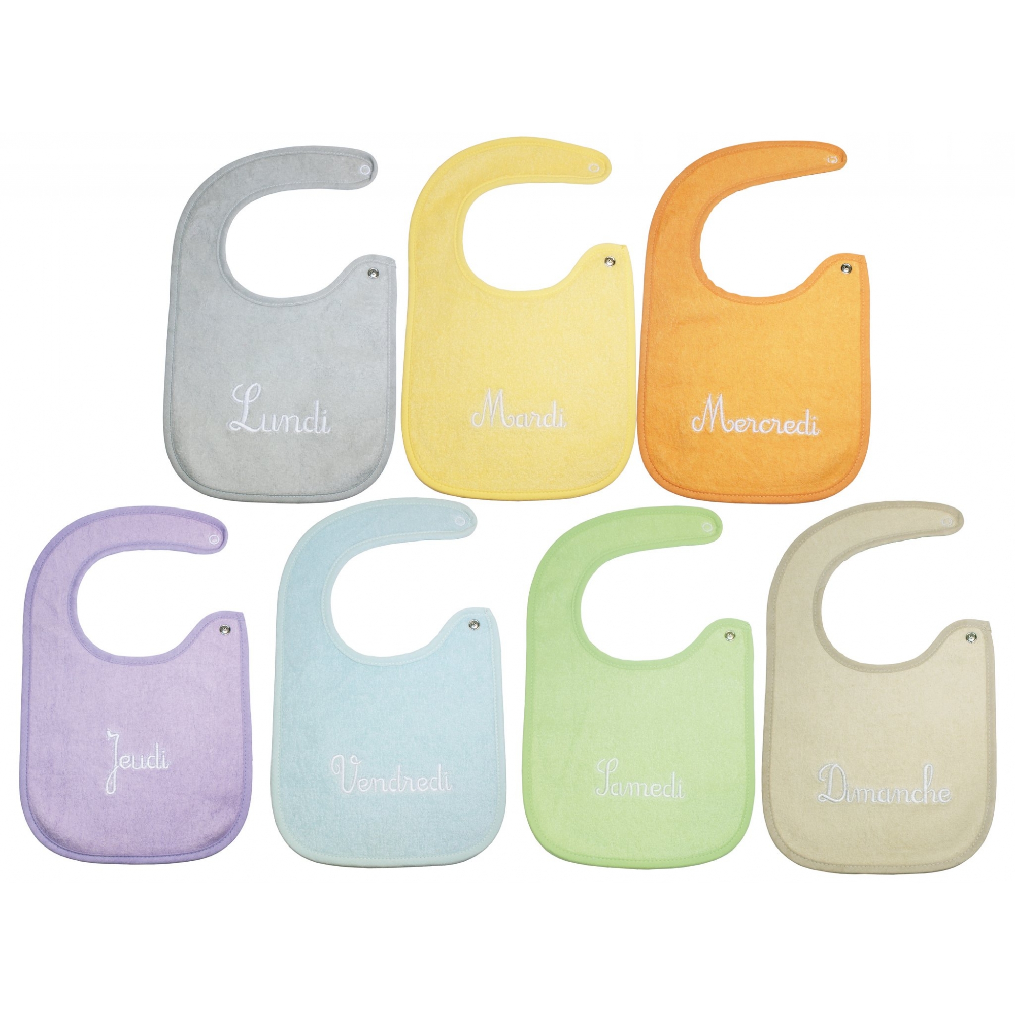 Lot de 7 bavoirs naissance Semainier, BABYCALIN