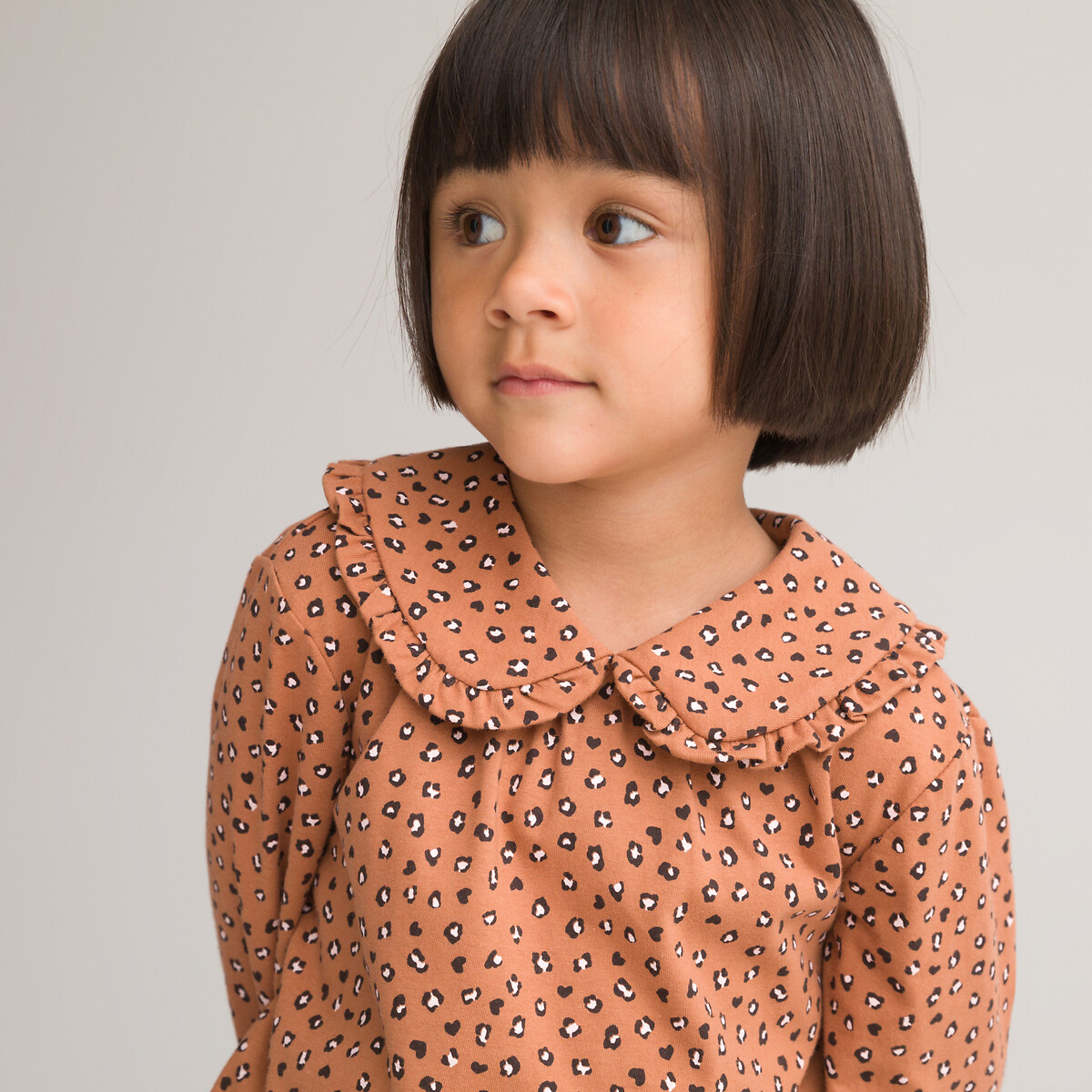 Pack of 2 T-Shirts in Cotton with Peter Pan Collar and Long Sleeves