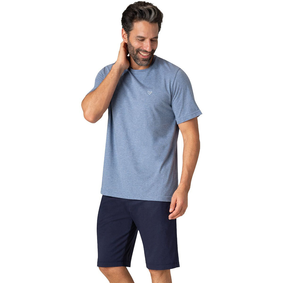 Image of Cotton Short Pyjamas with Crew Neck, Made in France