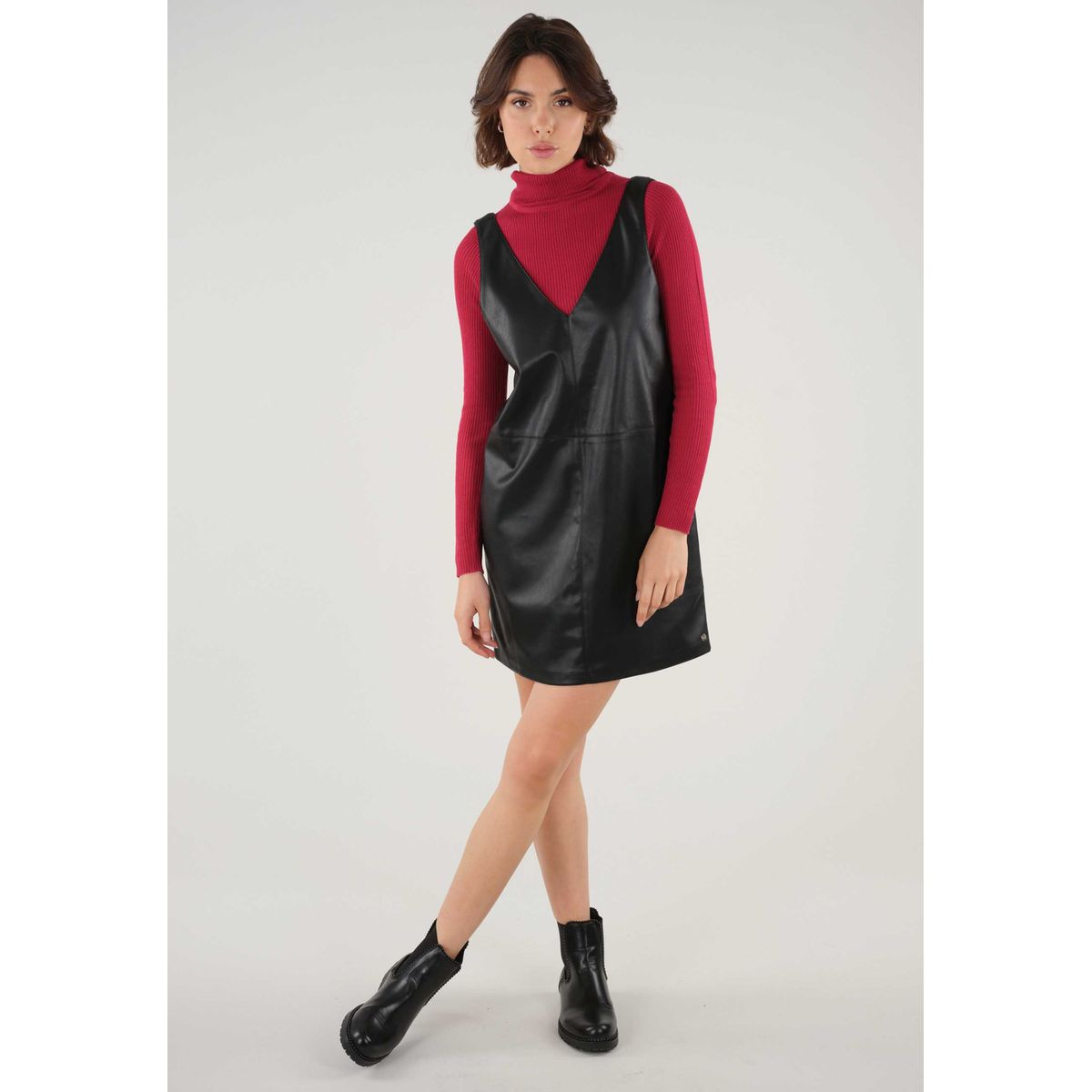 Robe patineuse simili discount cuir