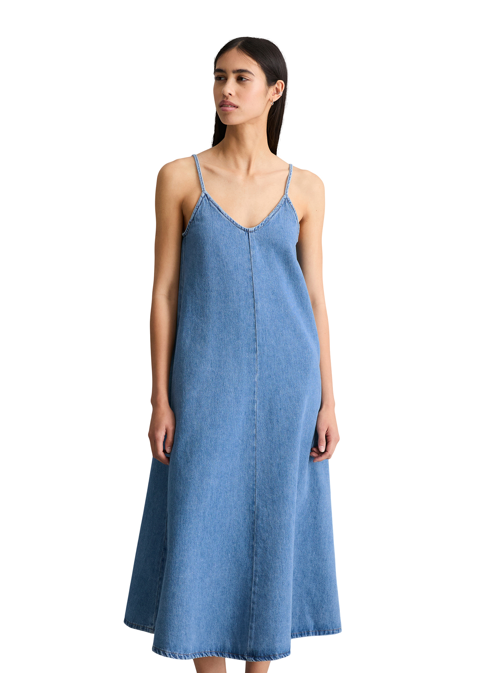 Robe en jean à bretelles relaxed en pur coton organique, MARC O’POLO DENIM