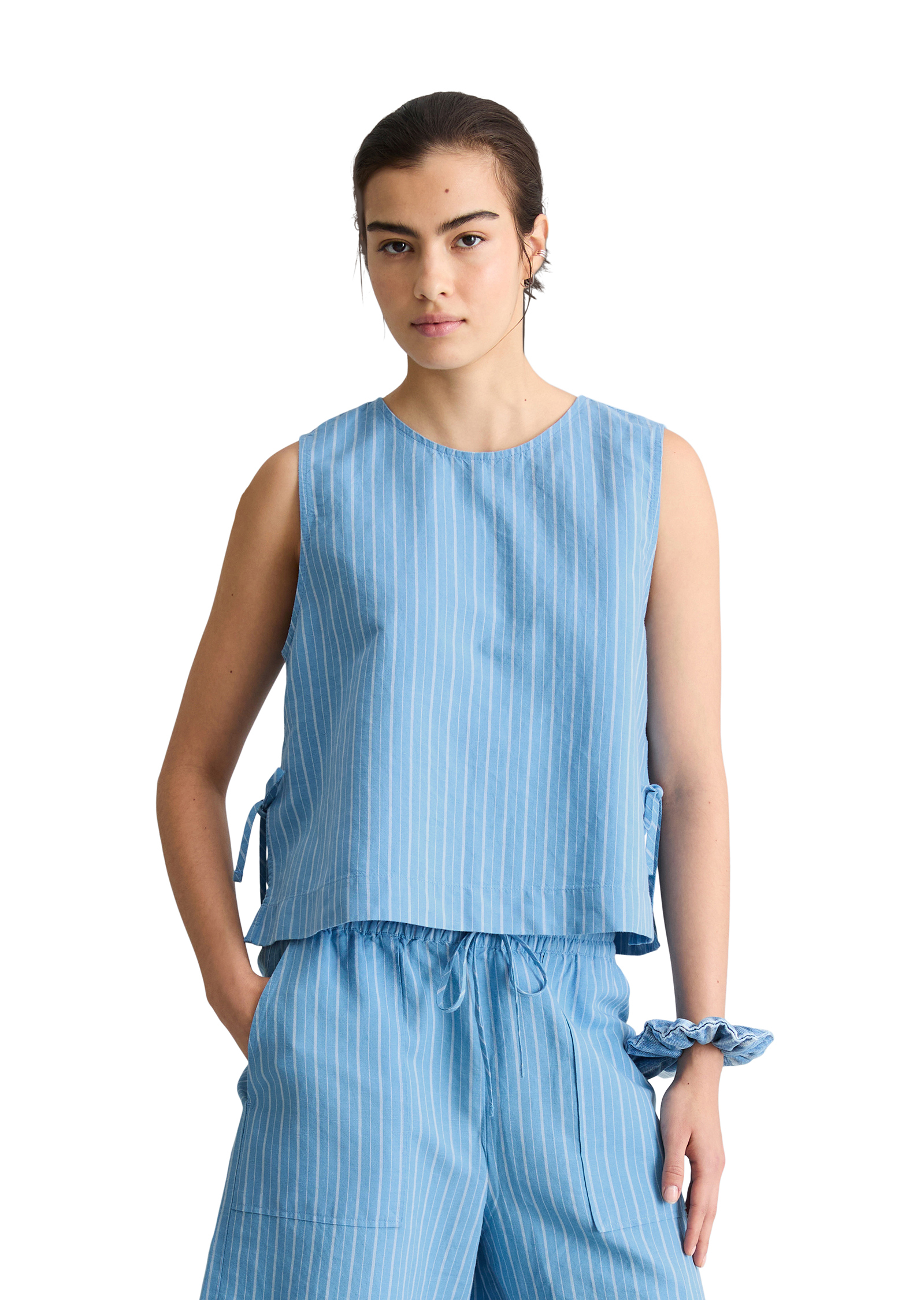 Top rayé boxy en mélange de lin et de coton, MARC O’POLO DENIM