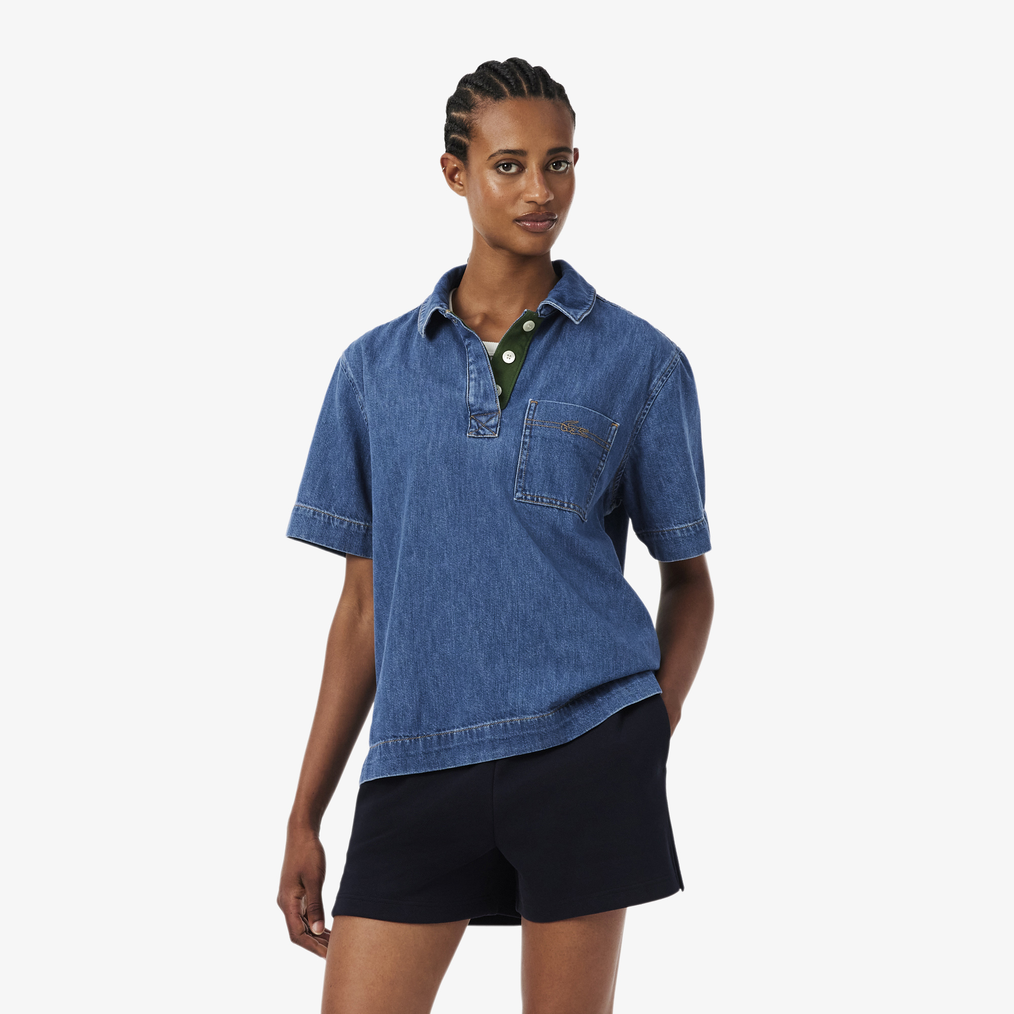 Polo oversize denim léger, LACOSTE