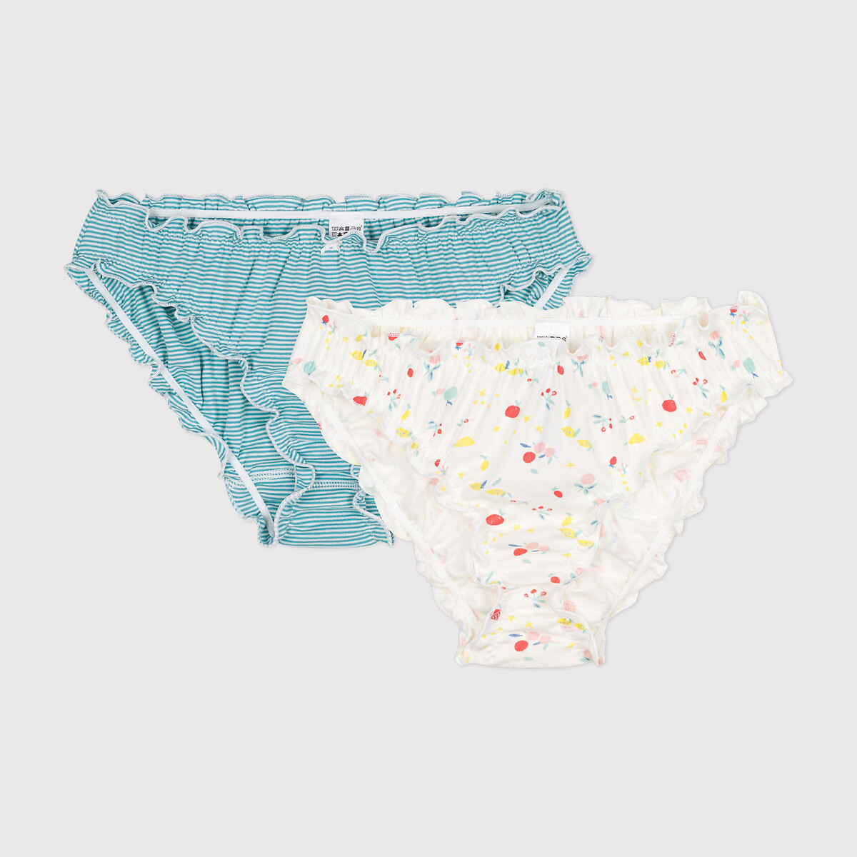 Pack of 2 Knickers with Ruffled Edging in Cotton