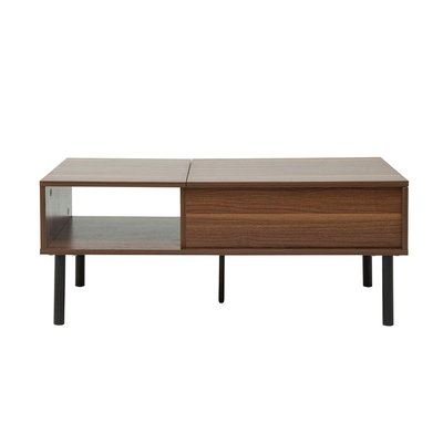 Table basse relevable rectangulaire bois foncé finition noyer et métal  L100 cm KANE MILIBOO