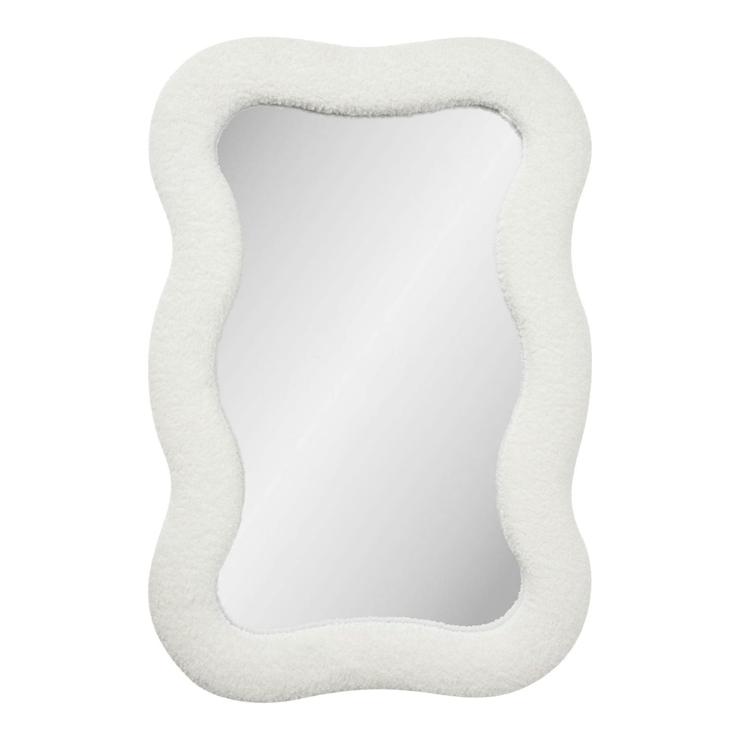 Miroir design organique avec cadre bouclette blanche 80 cm BRIG, PIER IMPORT