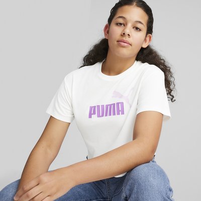 Cotton Cropped T-Shirt with Short Sleeves PUMA