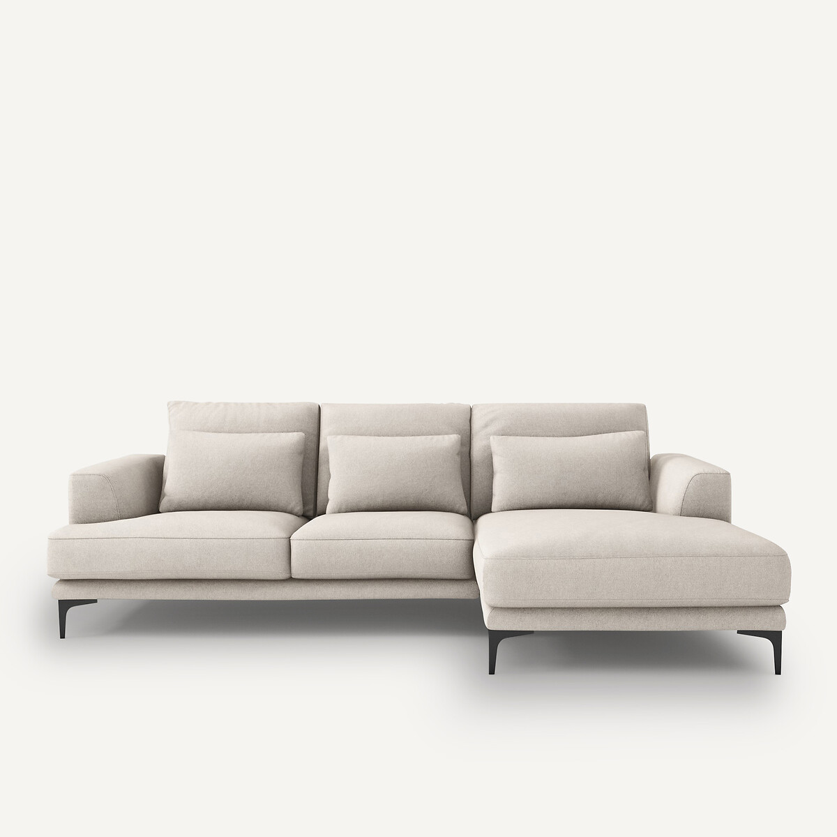 Canapé d'angle droit texturé viscose lin, Marsile