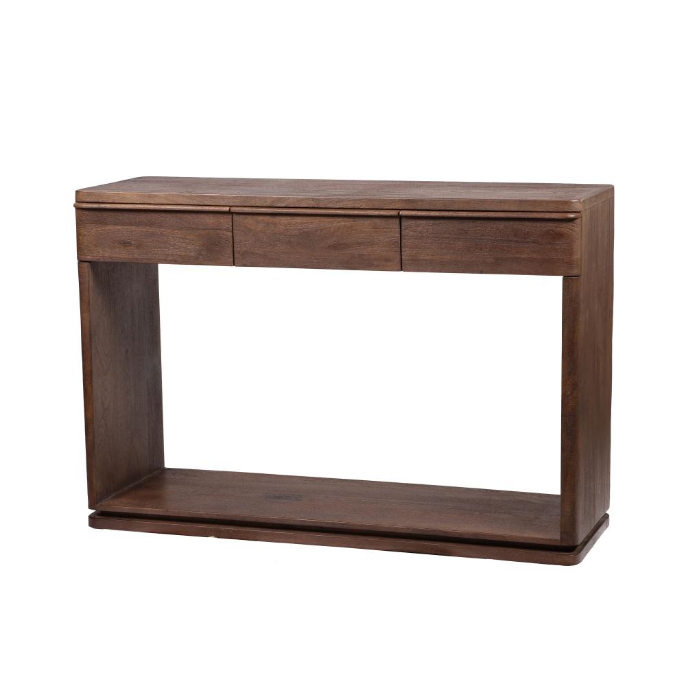 Console 3 tiroirs en bois finition noyer L120 cm, AMADEUS