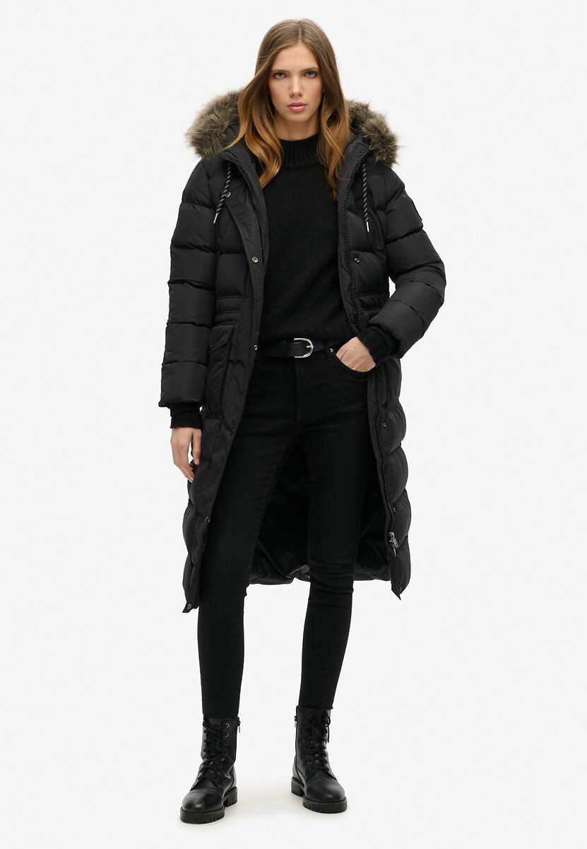 Doudoune grosse fourrure noir shop