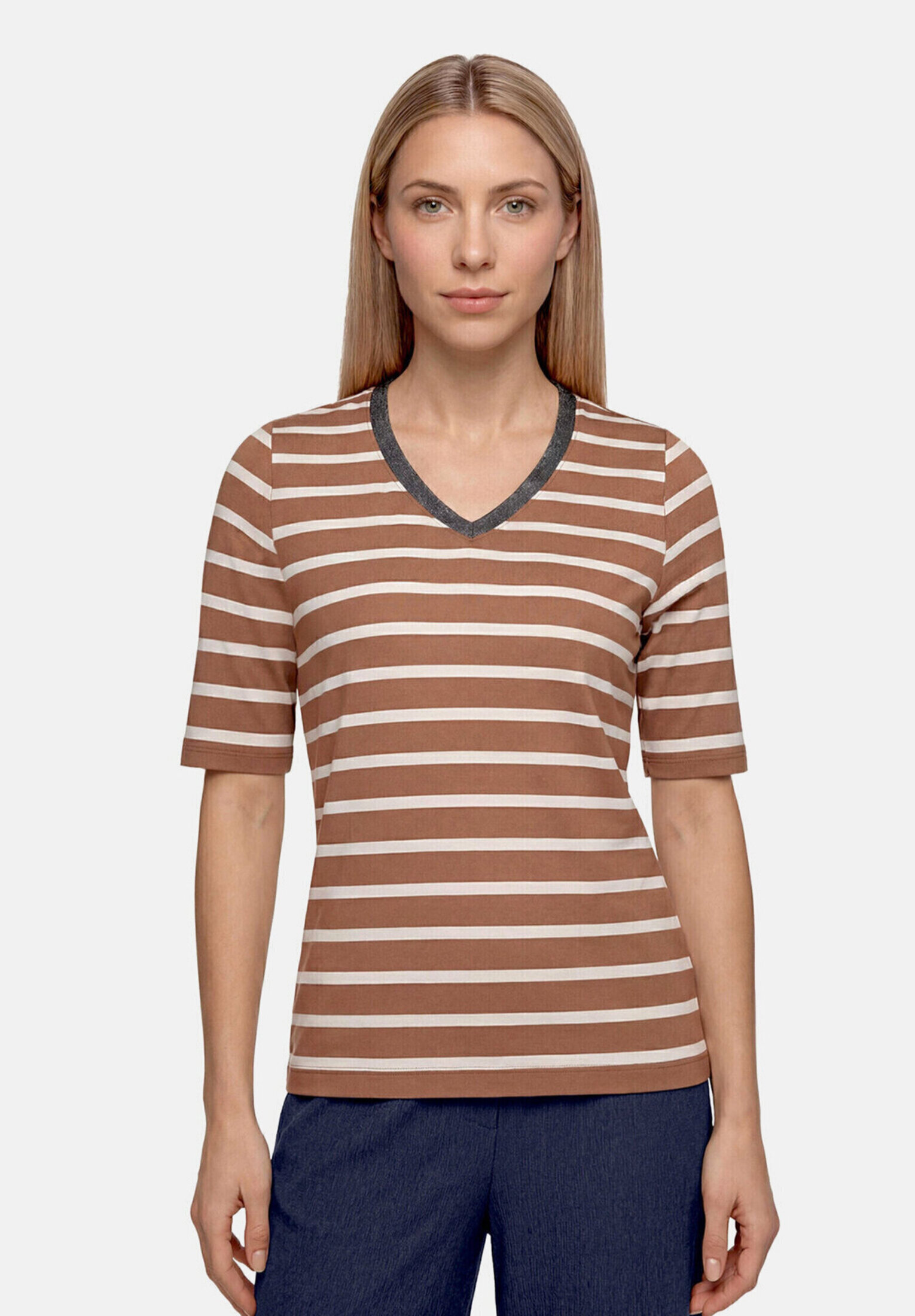 T-shirt à rainures à encolure en v, BETTY BARCLAY
